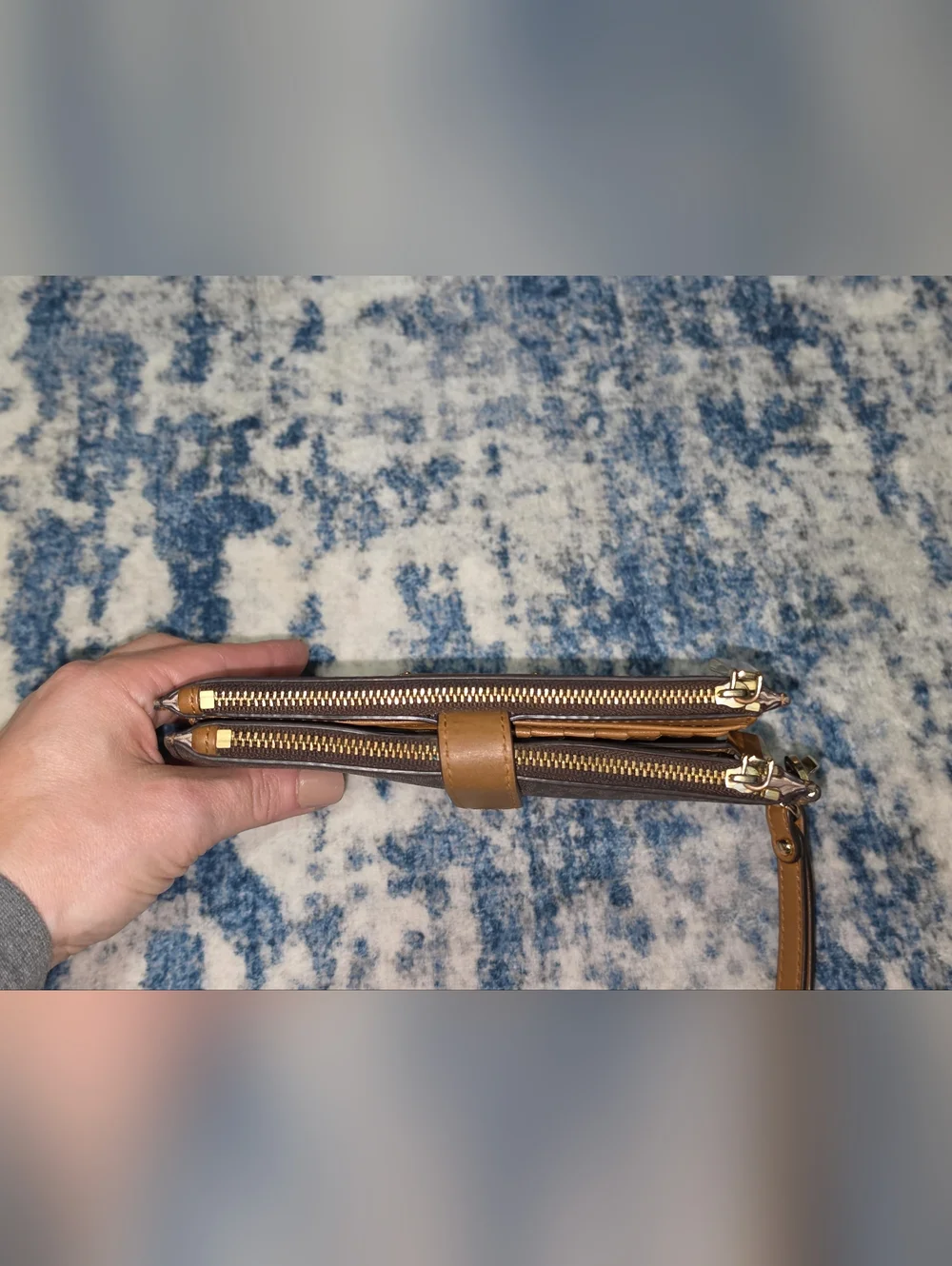 Michael Kors Brown and Tan Logo Wristlet Clutch - Picture 3 of 5